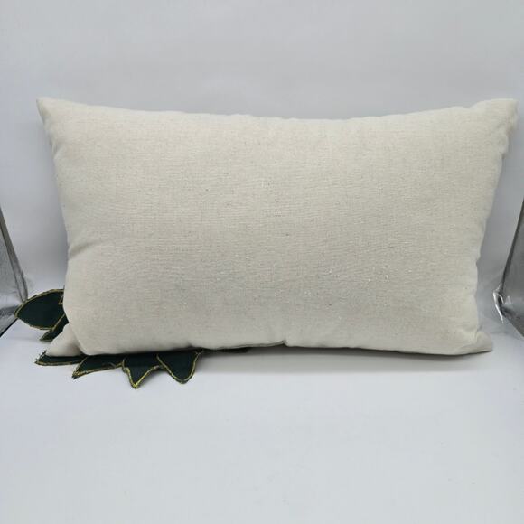 Vintage Appliqué Peacock Embroidered Throw Pillow French Script Blue Green White - Picture 2 of 8